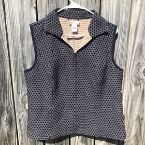 Christopher & Banks Collared Circle Pattern Navy Blue Vest
